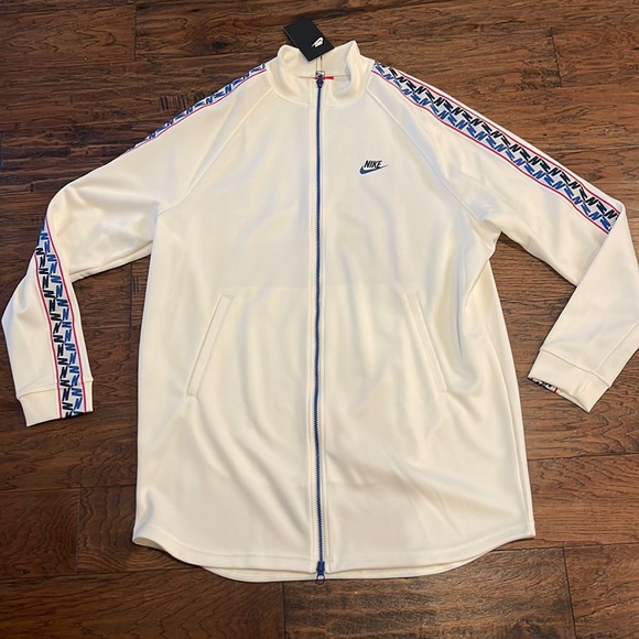 Nike Men's Taped Retro Track Full Zip Jacket White Large AJ2681 133 NEW W Tags - Picture 1 of 9